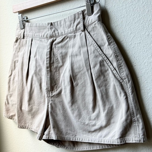 Hunter Bell Tyler Belted Cotton Twill High Rise Waist Shorts Khaki Cream Sz 0 - Picture 6 of 14